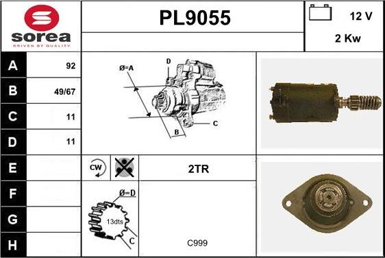 SNRA PL9055 - Стартер autospares.lv