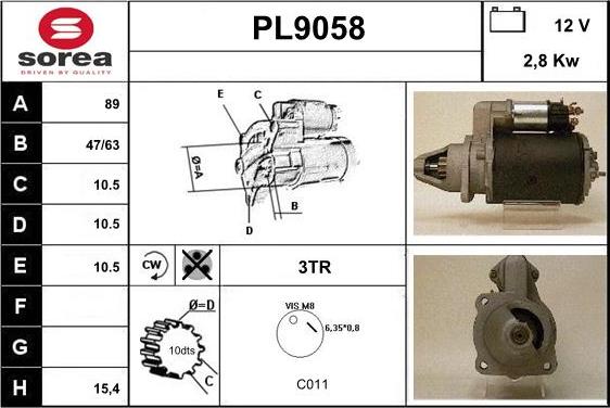 SNRA PL9058 - Стартер autospares.lv