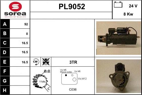 SNRA PL9052 - Стартер autospares.lv