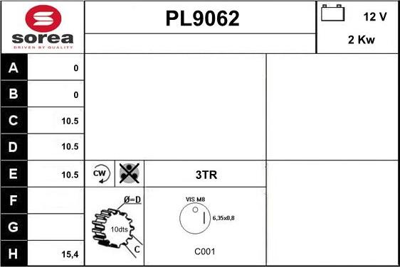 SNRA PL9062 - Стартер autospares.lv