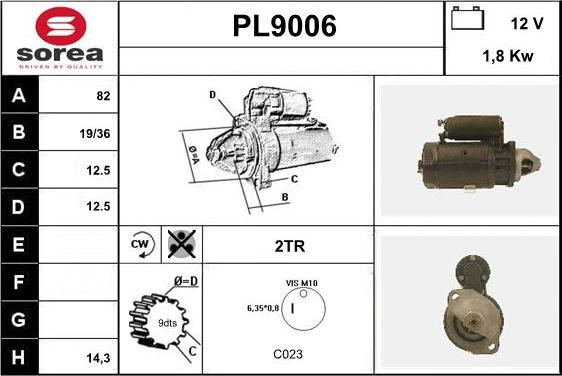 SNRA PL9006 - Стартер autospares.lv