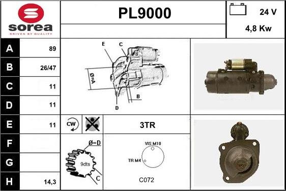 SNRA PL9000 - Стартер autospares.lv