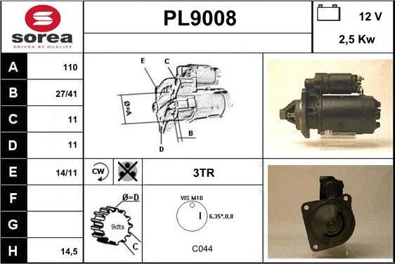 SNRA PL9008 - Стартер autospares.lv