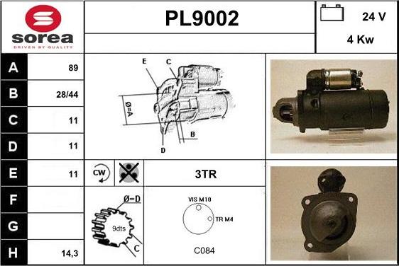 SNRA PL9002 - Стартер autospares.lv