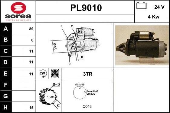 SNRA PL9010 - Стартер autospares.lv