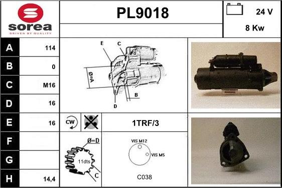 SNRA PL9018 - Стартер autospares.lv