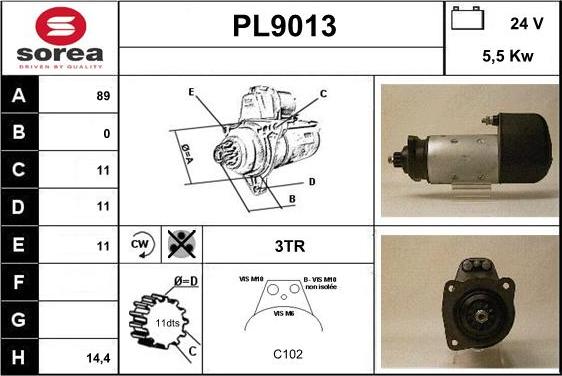 SNRA PL9013 - Стартер autospares.lv