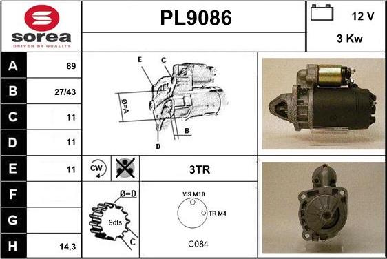 SNRA PL9086 - Стартер autospares.lv