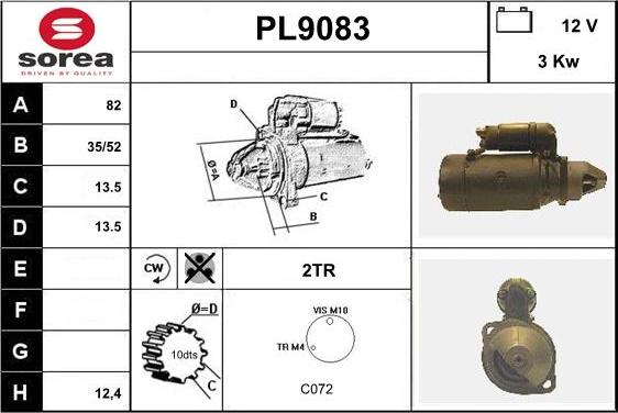 SNRA PL9083 - Стартер autospares.lv