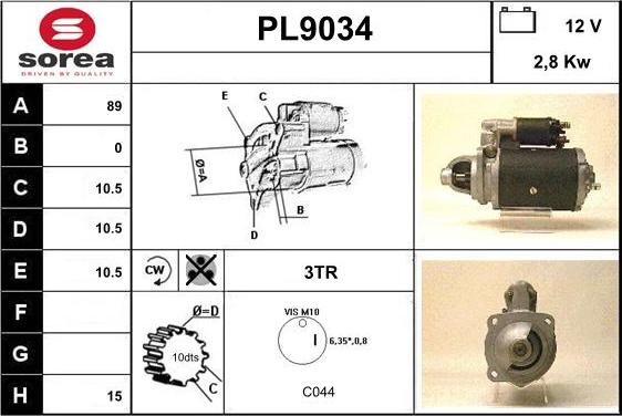 SNRA PL9034 - Стартер autospares.lv