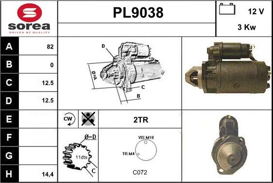 SNRA PL9038 - Стартер autospares.lv