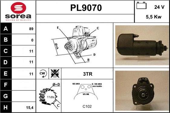 SNRA PL9070 - Стартер autospares.lv