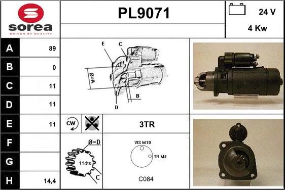 SNRA PL9071 - Стартер autospares.lv