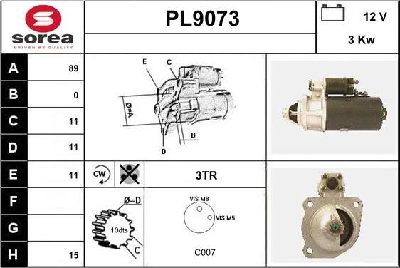 SNRA PL9073 - Стартер autospares.lv