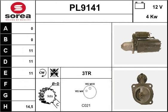 SNRA PL9141 - Стартер autospares.lv