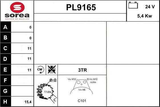 SNRA PL9165 - Стартер autospares.lv