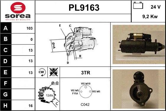 SNRA PL9163 - Стартер autospares.lv