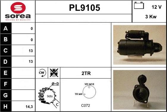 SNRA PL9105 - Стартер autospares.lv