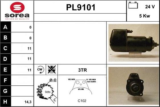 SNRA PL9101 - Стартер autospares.lv