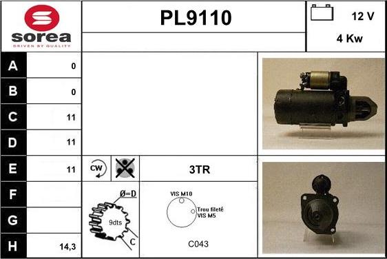 SNRA PL9110 - Стартер autospares.lv