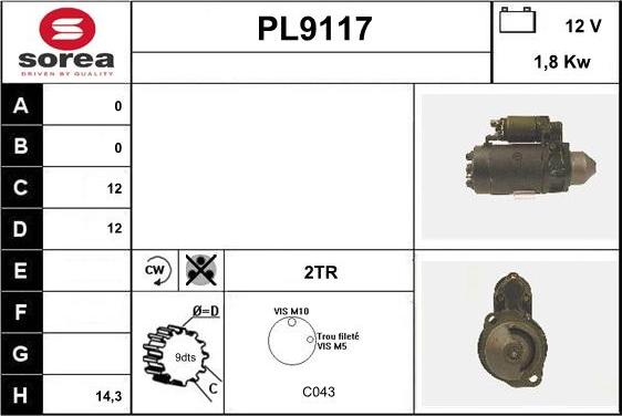 SNRA PL9117 - Стартер autospares.lv