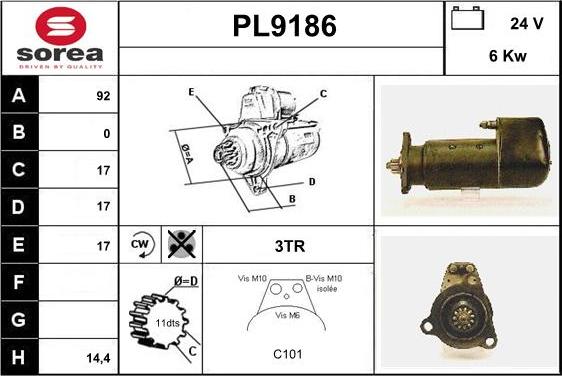 SNRA PL9186 - Стартер autospares.lv