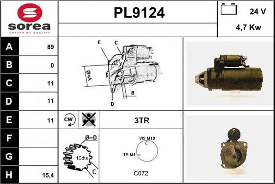 SNRA PL9124 - Стартер autospares.lv