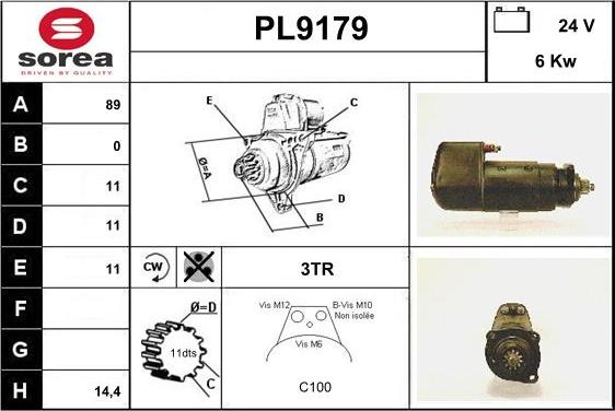 SNRA PL9179 - Стартер autospares.lv