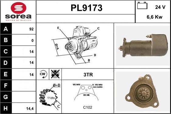 SNRA PL9173 - Стартер autospares.lv