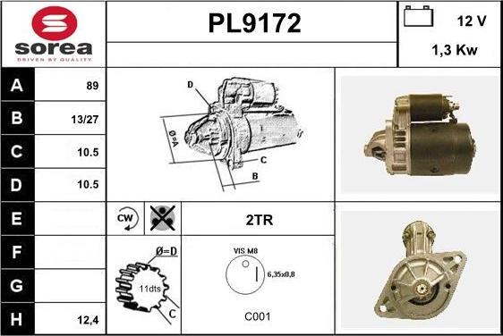 SNRA PL9172 - Стартер autospares.lv