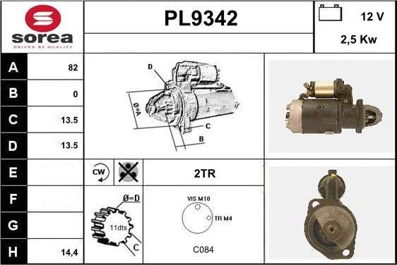 SNRA PL9342 - Стартер autospares.lv