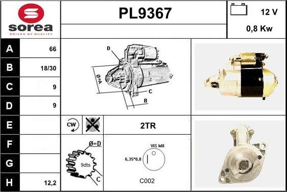 SNRA PL9367 - Стартер autospares.lv