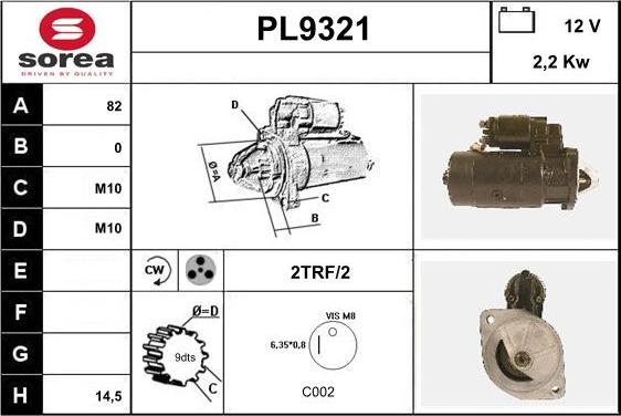 SNRA PL9321 - Стартер autospares.lv