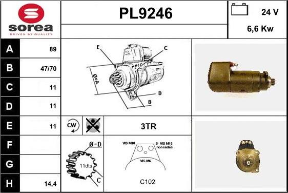 SNRA PL9246 - Стартер autospares.lv