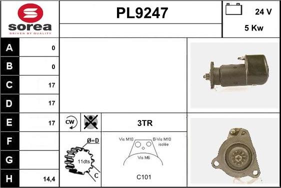 SNRA PL9247 - Стартер autospares.lv