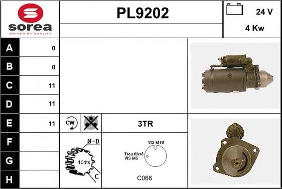 SNRA PL9202 - Стартер autospares.lv