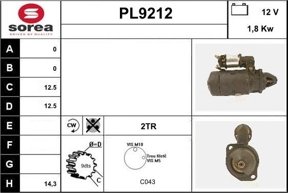 SNRA PL9212 - Стартер autospares.lv