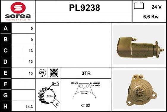 SNRA PL9238 - Стартер autospares.lv