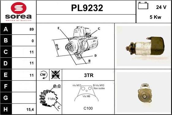 SNRA PL9232 - Стартер autospares.lv