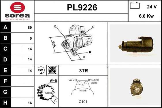 SNRA PL9226 - Стартер autospares.lv