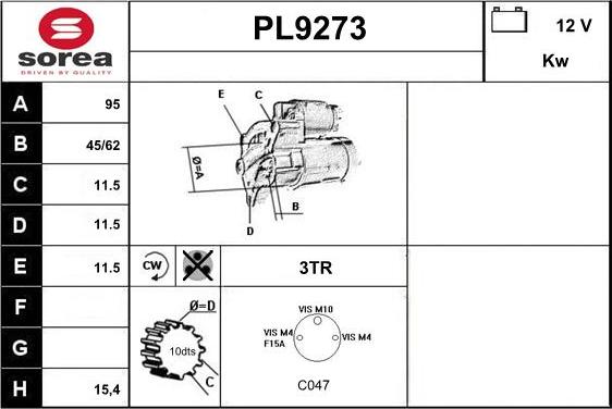 SNRA PL9273 - Стартер autospares.lv