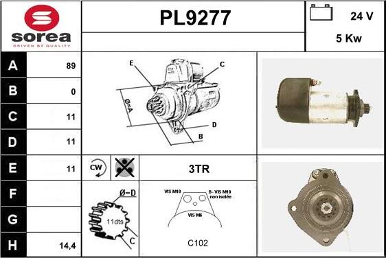 SNRA PL9277 - Стартер autospares.lv