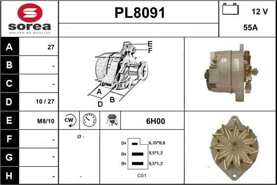 SNRA PL8091 - Генератор autospares.lv