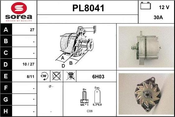 SNRA PL8041 - Генератор autospares.lv