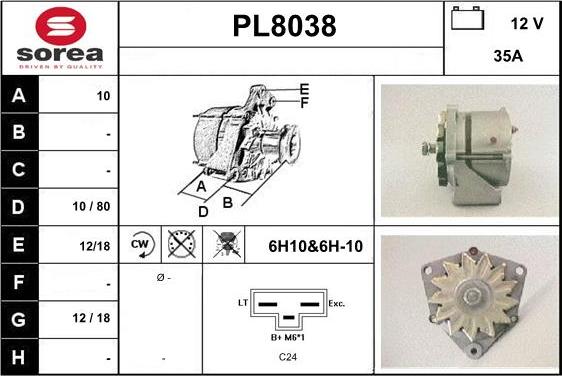 SNRA PL8038 - Генератор autospares.lv