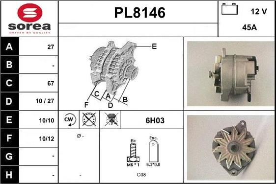 SNRA PL8146 - Генератор autospares.lv