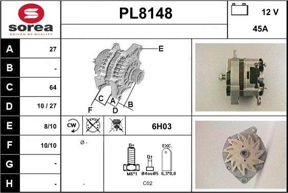 SNRA PL8148 - Генератор autospares.lv