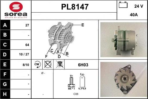 SNRA PL8147 - Генератор autospares.lv