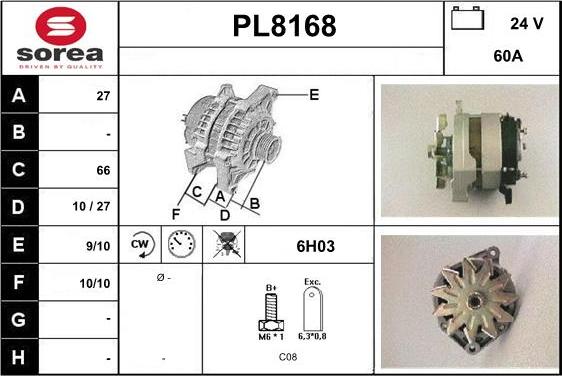 SNRA PL8168 - Генератор autospares.lv