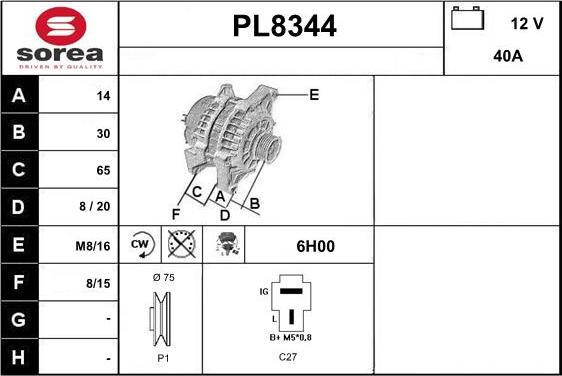 SNRA PL8344 - Генератор autospares.lv